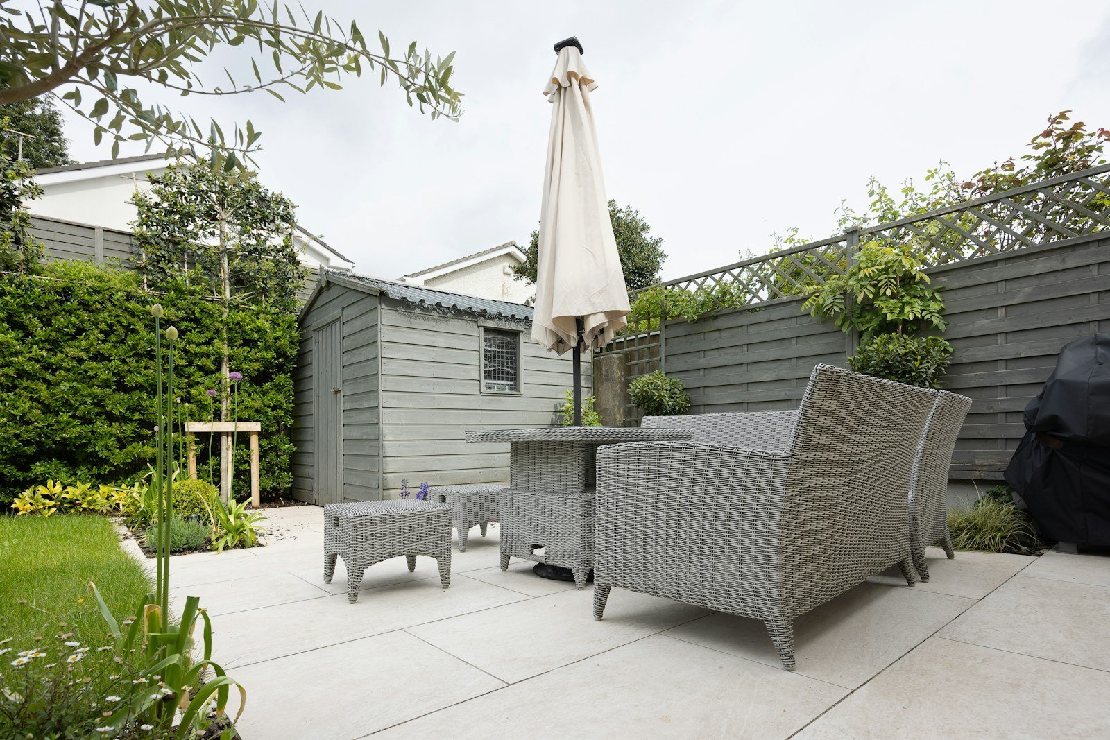 A landscaped outdoor space for relaxing and spending time with family